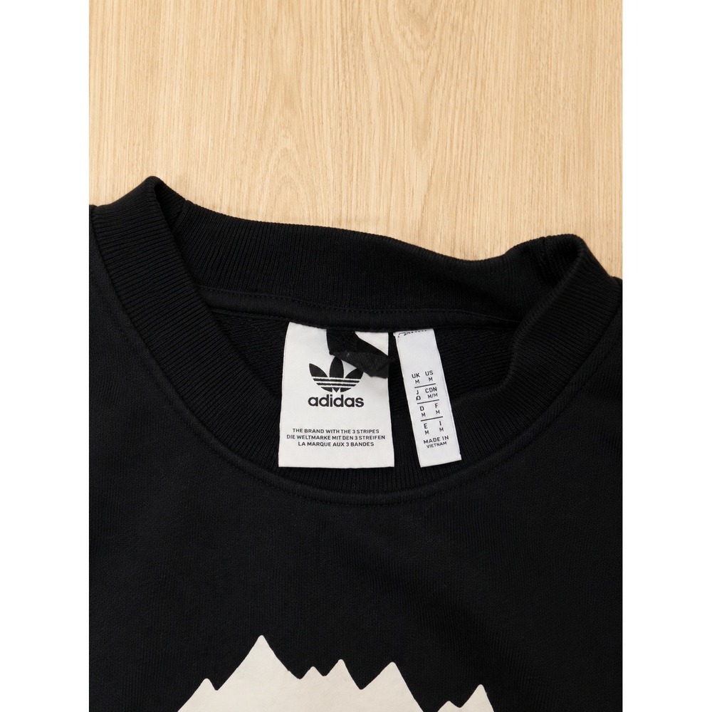 Adidas Adventure Crewneck Sweatshirt Black Red Logo Pullover Men's Medium - Picture 3 of 4